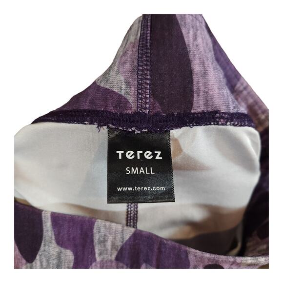 Terez Hi-Shine Hi-rise Purple Camo 7/8 Compression Leggings Workout Women's S - Picture 6 of 6